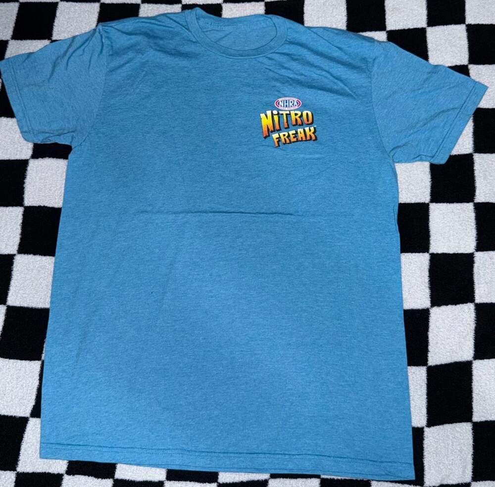 NHRA Nitro Freak Fool For The Fuel Drag Racing T-Shirt Blue